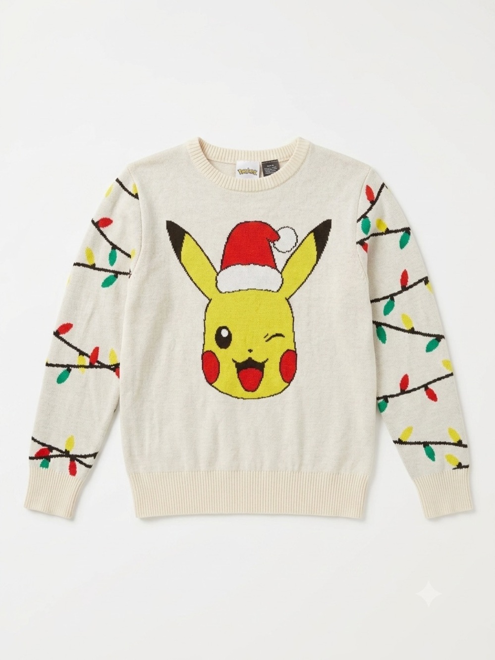 Pokemon Cream Pikachu Santa Hat Holiday Sweater